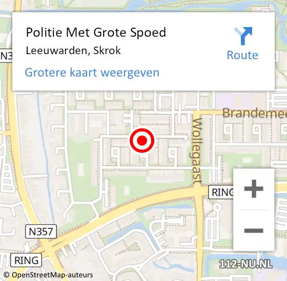 Locatie op kaart van de 112 melding: Politie Met Grote Spoed Naar Leeuwarden, Skrok op 11 mei 2022 18:14