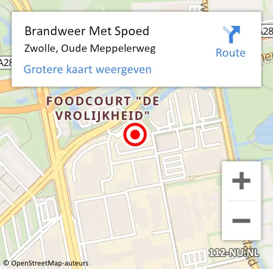 Locatie op kaart van de 112 melding: Brandweer Met Spoed Naar Zwolle, Oude Meppelerweg op 11 mei 2022 18:18