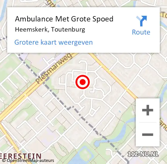 Locatie op kaart van de 112 melding: Ambulance Met Grote Spoed Naar Heemskerk, Toutenburg op 11 mei 2022 18:25