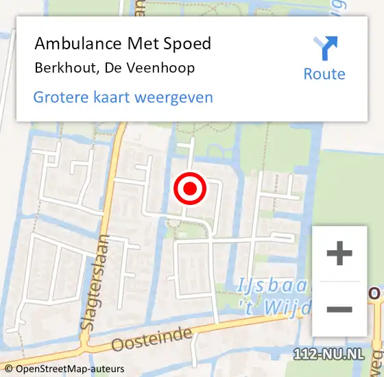 Locatie op kaart van de 112 melding: Ambulance Met Spoed Naar Berkhout, De Veenhoop op 11 mei 2022 18:38