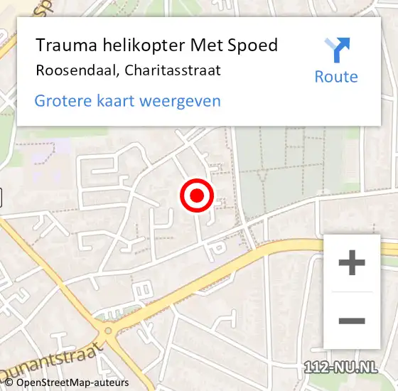 Locatie op kaart van de 112 melding: Trauma helikopter Met Spoed Naar Roosendaal, Charitasstraat op 11 mei 2022 18:44