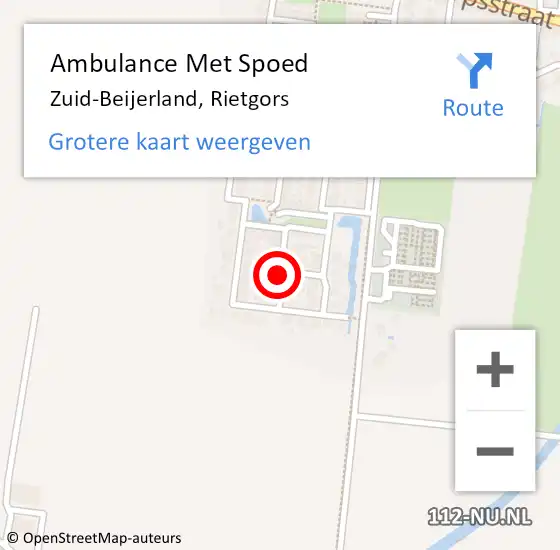 Locatie op kaart van de 112 melding: Ambulance Met Spoed Naar Zuid-Beijerland, Rietgors op 11 mei 2022 18:46