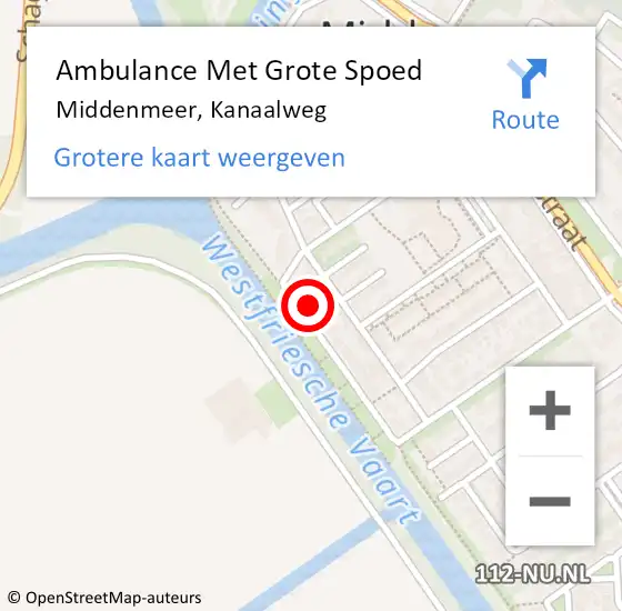 Locatie op kaart van de 112 melding: Ambulance Met Grote Spoed Naar Middenmeer, Kanaalweg op 11 mei 2022 19:05