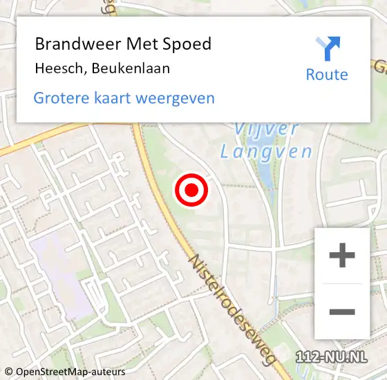 Locatie op kaart van de 112 melding: Brandweer Met Spoed Naar Heesch, Beukenlaan op 11 mei 2022 19:16