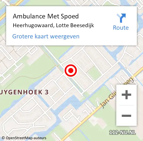 Locatie op kaart van de 112 melding: Ambulance Met Spoed Naar Heerhugowaard, Lotte Beesedijk op 11 mei 2022 19:22