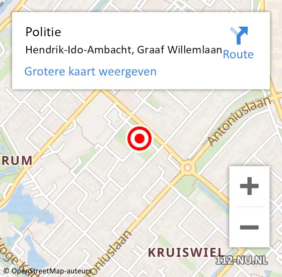 Locatie op kaart van de 112 melding: Politie Hendrik-Ido-Ambacht, Graaf Willemlaan op 11 mei 2022 19:26