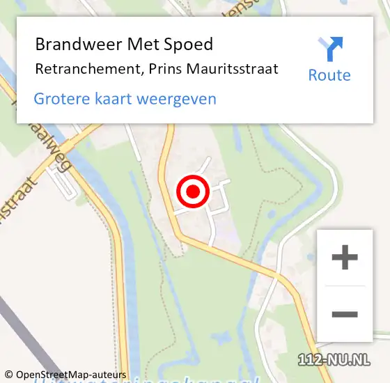 Locatie op kaart van de 112 melding: Brandweer Met Spoed Naar Retranchement, Prins Mauritsstraat op 11 mei 2022 19:26