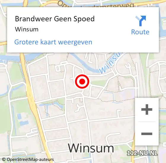 Locatie op kaart van de 112 melding: Brandweer Geen Spoed Naar Winsum op 11 mei 2022 19:36