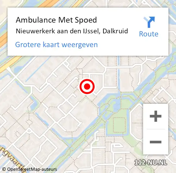 Locatie op kaart van de 112 melding: Ambulance Met Spoed Naar Nieuwerkerk aan den IJssel, Dalkruid op 11 mei 2022 19:57