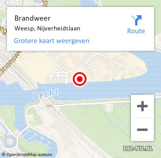 Locatie op kaart van de 112 melding: Brandweer Weesp, Nijverheidslaan op 11 mei 2022 19:59