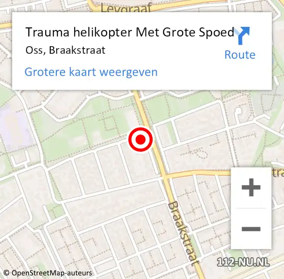 Locatie op kaart van de 112 melding: Trauma helikopter Met Grote Spoed Naar Oss, Braakstraat op 11 mei 2022 20:05