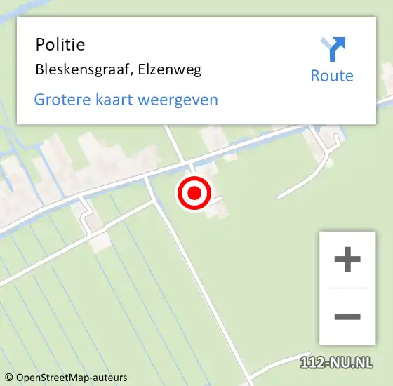 Locatie op kaart van de 112 melding: Politie Bleskensgraaf, Elzenweg op 11 mei 2022 20:14