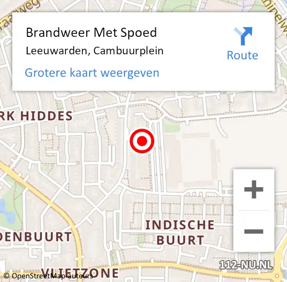 Locatie op kaart van de 112 melding: Brandweer Met Spoed Naar Leeuwarden, Cambuurplein op 11 mei 2022 20:28