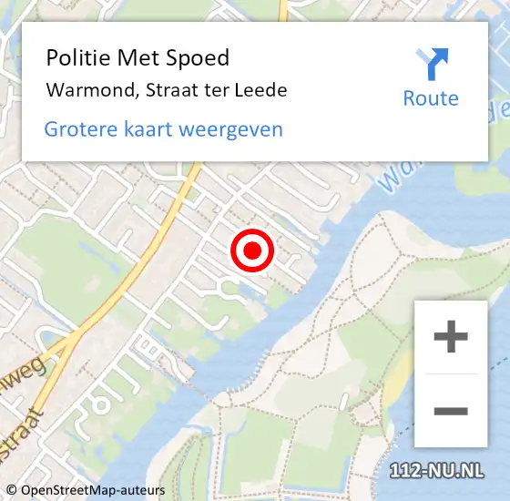 Locatie op kaart van de 112 melding: Politie Met Spoed Naar Warmond, Straat ter Leede op 11 mei 2022 20:30