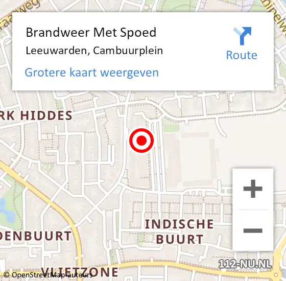 Locatie op kaart van de 112 melding: Brandweer Met Spoed Naar Leeuwarden, Cambuurplein op 11 mei 2022 20:43