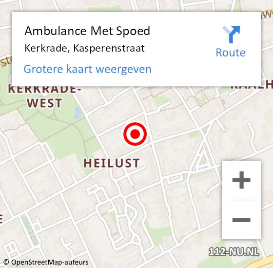 Locatie op kaart van de 112 melding: Ambulance Met Spoed Naar Kerkrade, Kasperenstraat op 11 mei 2022 20:43