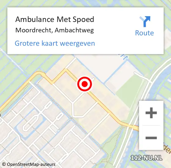 Locatie op kaart van de 112 melding: Ambulance Met Spoed Naar Moordrecht, Ambachtweg op 11 mei 2022 20:53