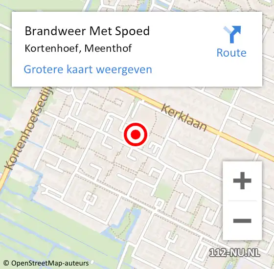 Locatie op kaart van de 112 melding: Brandweer Met Spoed Naar Kortenhoef, Meenthof op 11 mei 2022 20:54