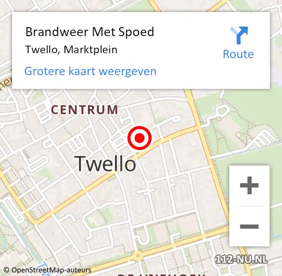 Locatie op kaart van de 112 melding: Brandweer Met Spoed Naar Twello, Marktplein op 11 mei 2022 21:04