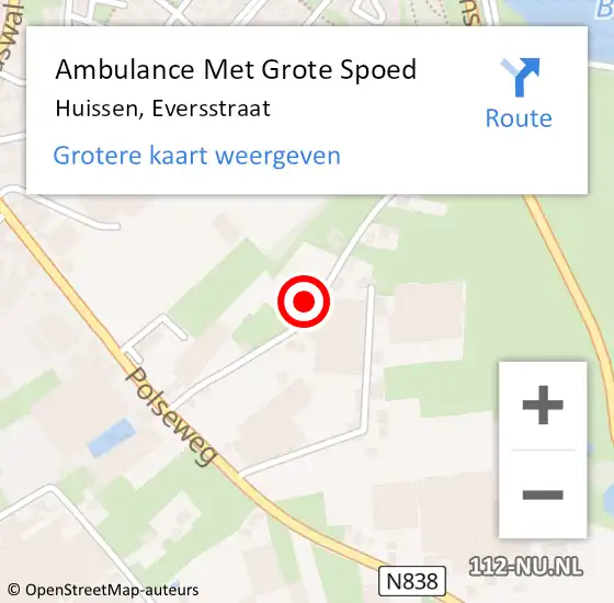 Locatie op kaart van de 112 melding: Ambulance Met Grote Spoed Naar Huissen, Eversstraat op 11 mei 2022 22:16