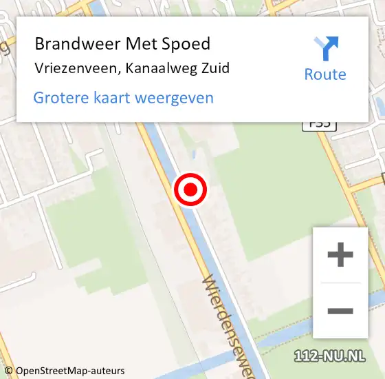 Locatie op kaart van de 112 melding: Brandweer Met Spoed Naar Vriezenveen, Kanaalweg Zuid op 11 mei 2022 22:52