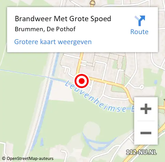 Locatie op kaart van de 112 melding: Brandweer Met Grote Spoed Naar Brummen, De Pothof op 11 mei 2022 23:58