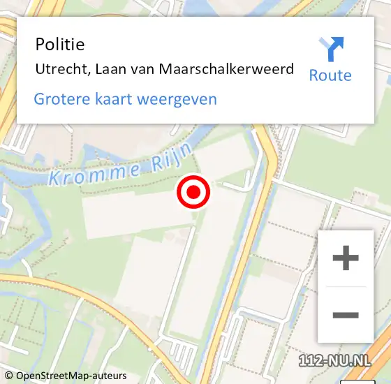 Locatie op kaart van de 112 melding: Politie Utrecht, Laan van Maarschalkerweerd op 12 mei 2022 00:07