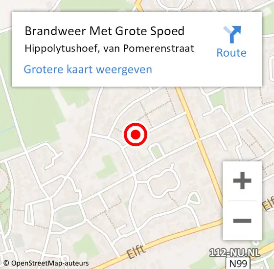 Locatie op kaart van de 112 melding: Brandweer Met Grote Spoed Naar Hippolytushoef, van Pomerenstraat op 12 mei 2022 00:35