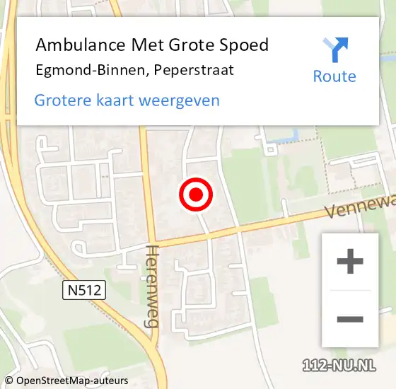 Locatie op kaart van de 112 melding: Ambulance Met Grote Spoed Naar Egmond-Binnen, Peperstraat op 12 mei 2022 02:15