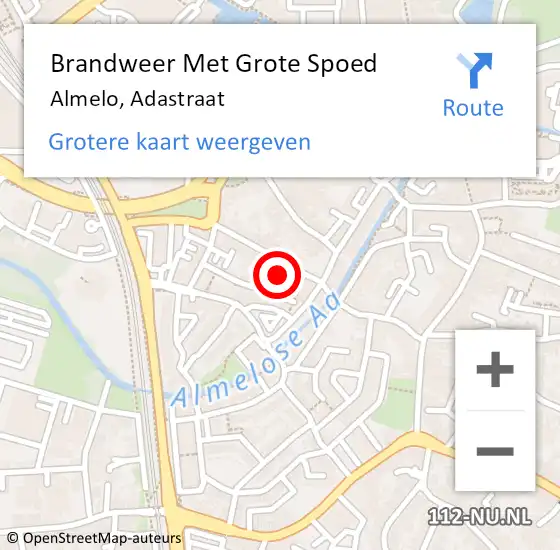 Locatie op kaart van de 112 melding: Brandweer Met Grote Spoed Naar Almelo, Adastraat op 12 mei 2022 03:17