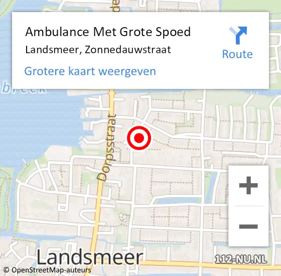 Locatie op kaart van de 112 melding: Ambulance Met Grote Spoed Naar Landsmeer, Zonnedauwstraat op 12 mei 2022 04:24