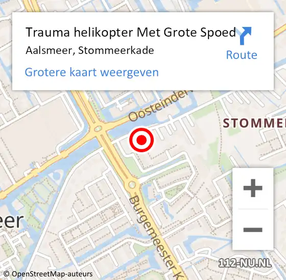 Locatie op kaart van de 112 melding: Trauma helikopter Met Grote Spoed Naar Aalsmeer, Stommeerkade op 12 mei 2022 05:53