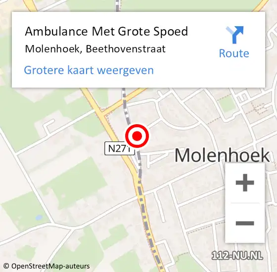 Locatie op kaart van de 112 melding: Ambulance Met Grote Spoed Naar Molenhoek, Beethovenstraat op 17 juli 2014 07:28