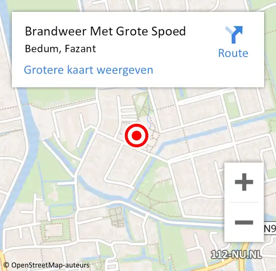 Locatie op kaart van de 112 melding: Brandweer Met Grote Spoed Naar Bedum, Fazant op 12 mei 2022 06:29