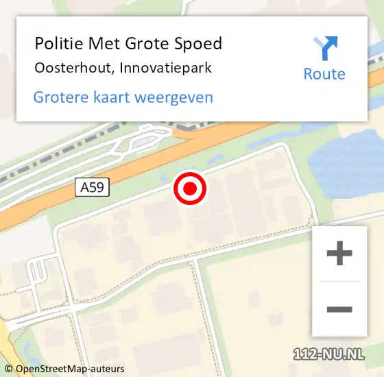 Locatie op kaart van de 112 melding: Politie Met Grote Spoed Naar Oosterhout, Innovatiepark op 12 mei 2022 06:43