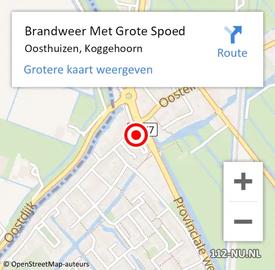 Locatie op kaart van de 112 melding: Brandweer Met Grote Spoed Naar Oosthuizen, Koggehoorn op 12 mei 2022 07:01