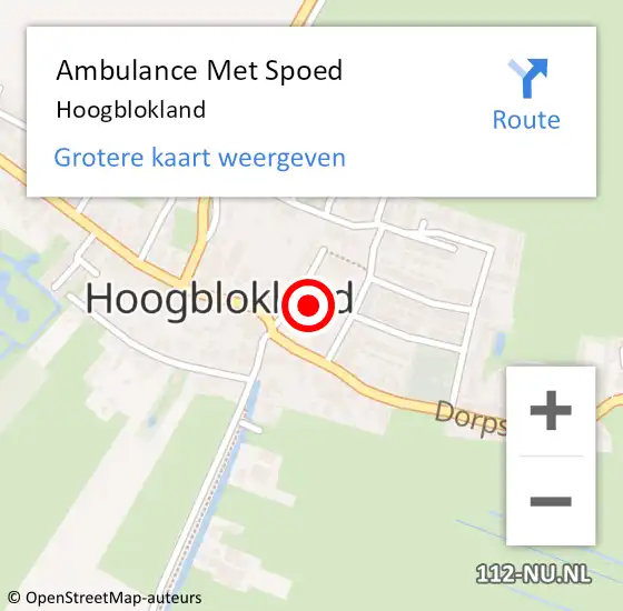 Locatie op kaart van de 112 melding: Ambulance Met Spoed Naar Hoogblokland op 12 mei 2022 07:17