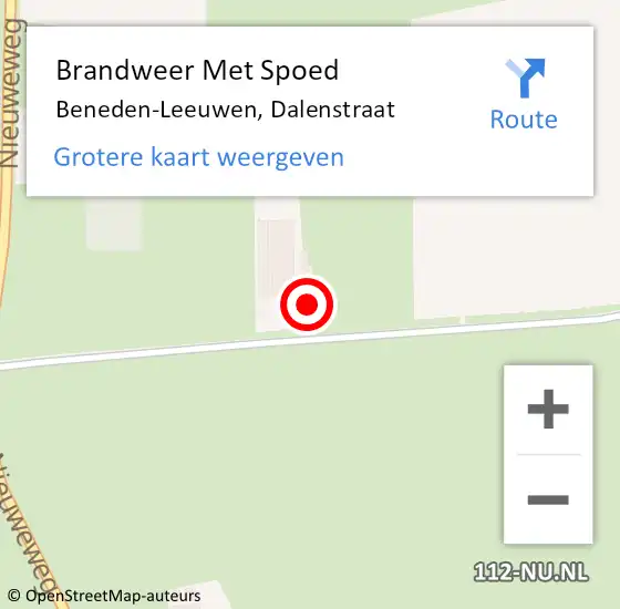 Locatie op kaart van de 112 melding: Brandweer Met Spoed Naar Beneden-Leeuwen, Dalenstraat op 12 mei 2022 07:35