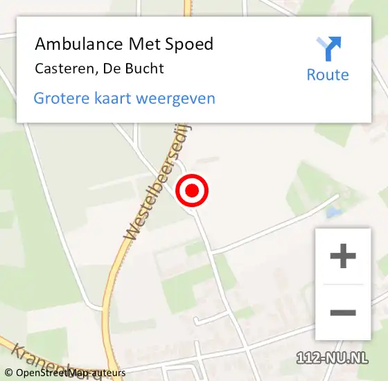 Locatie op kaart van de 112 melding: Ambulance Met Spoed Naar Casteren, De Bucht op 17 juli 2014 07:44