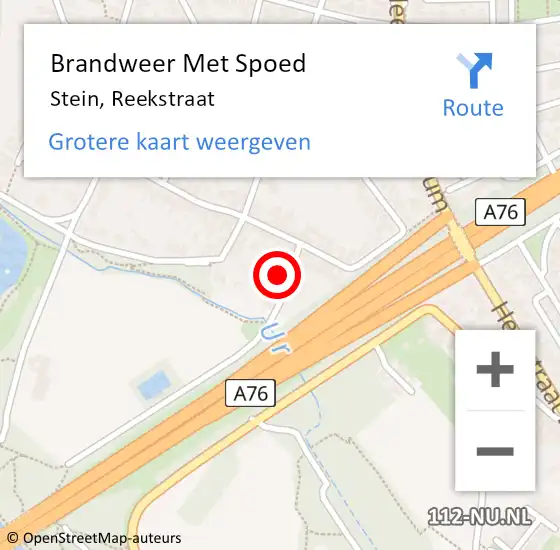 Locatie op kaart van de 112 melding: Brandweer Met Spoed Naar Stein, Reekstraat op 12 mei 2022 08:22