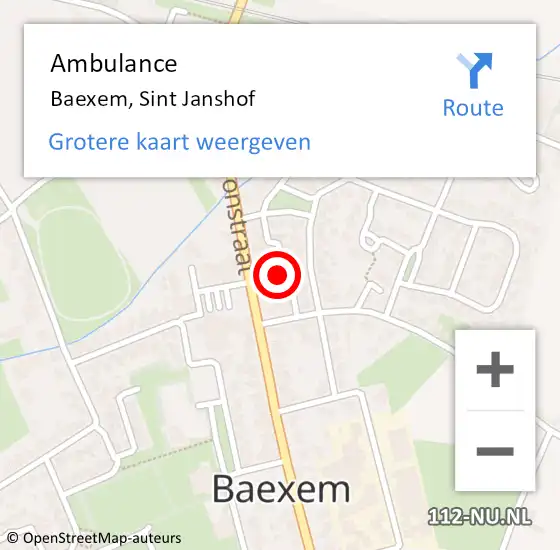 Locatie op kaart van de 112 melding: Ambulance Baexem, Sint Janshof op 17 juli 2014 07:46