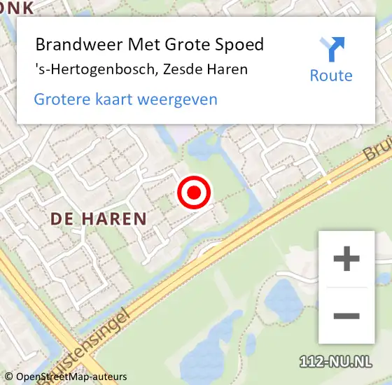 Locatie op kaart van de 112 melding: Brandweer Met Grote Spoed Naar 's-Hertogenbosch, Zesde Haren op 12 mei 2022 08:42