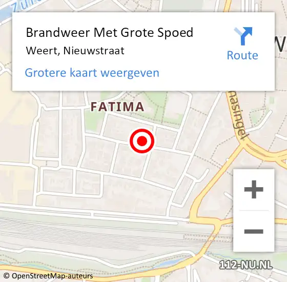Locatie op kaart van de 112 melding: Brandweer Met Grote Spoed Naar Weert, Nieuwstraat op 12 mei 2022 08:55