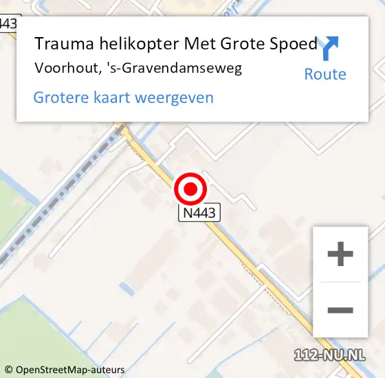 Locatie op kaart van de 112 melding: Trauma helikopter Met Grote Spoed Naar Voorhout, 's-Gravendamseweg op 12 mei 2022 08:58