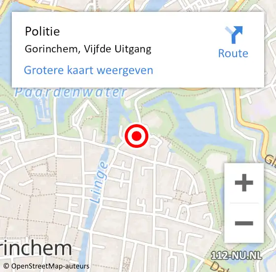 Locatie op kaart van de 112 melding: Politie Gorinchem, Vijfde Uitgang op 12 mei 2022 09:00