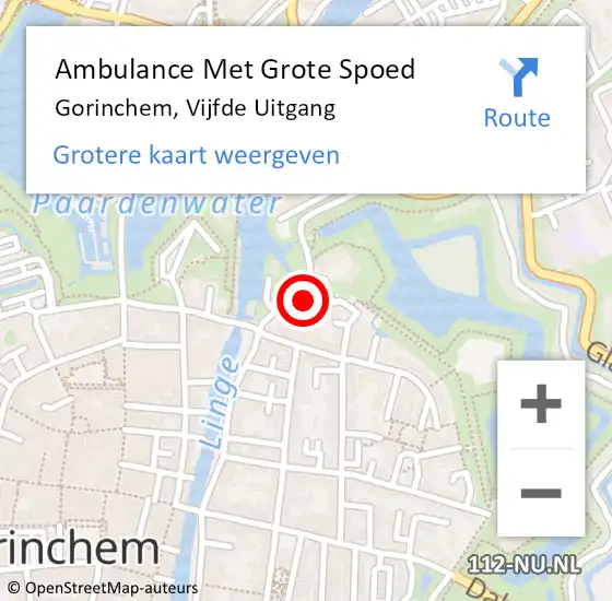 Locatie op kaart van de 112 melding: Ambulance Met Grote Spoed Naar Gorinchem, Vijfde Uitgang op 12 mei 2022 09:03