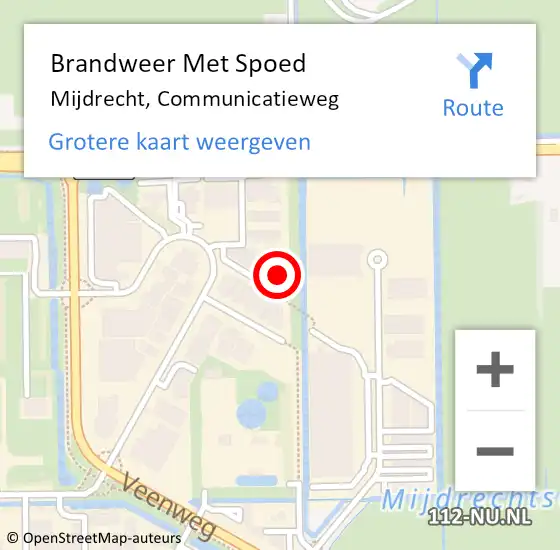 Locatie op kaart van de 112 melding: Brandweer Met Spoed Naar Mijdrecht, Communicatieweg op 12 mei 2022 09:17