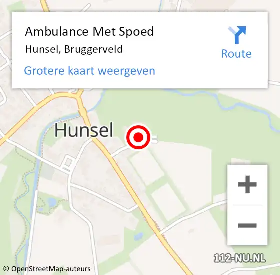 Locatie op kaart van de 112 melding: Ambulance Met Spoed Naar Hunsel, Bruggerveld op 12 mei 2022 09:36