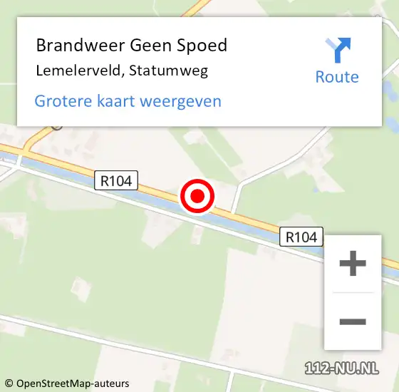 Locatie op kaart van de 112 melding: Brandweer Geen Spoed Naar Lemelerveld, Statumweg op 12 mei 2022 09:38