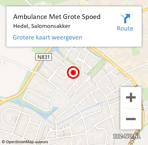 Locatie op kaart van de 112 melding: Ambulance Met Grote Spoed Naar Hedel, Salomonsakker op 12 mei 2022 09:43